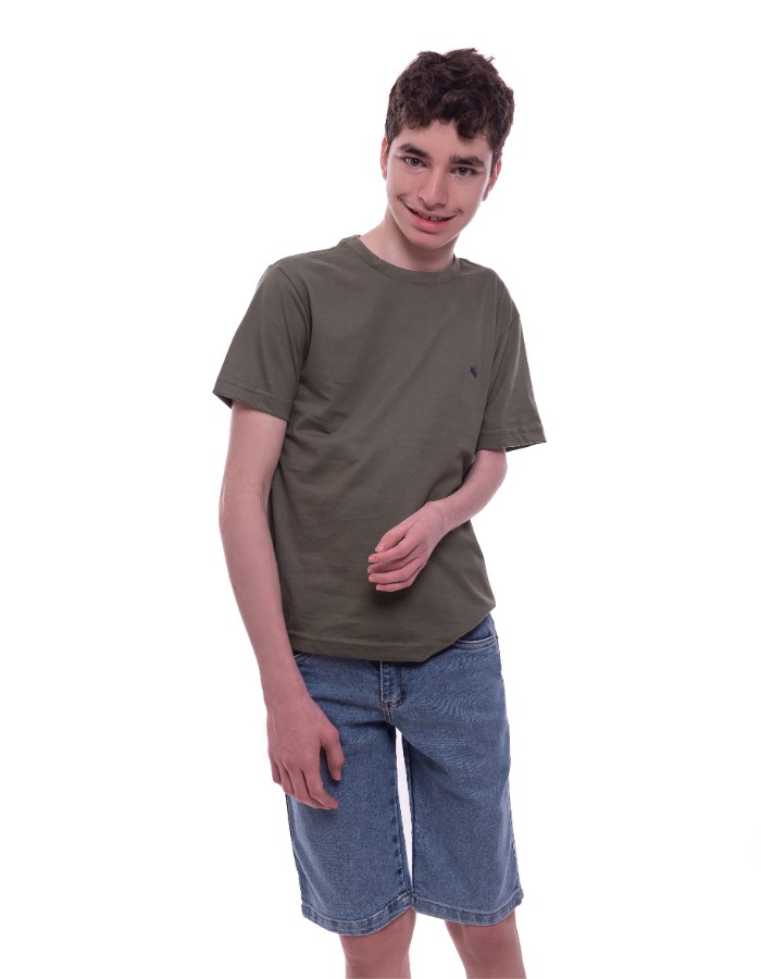 Bermuda jeans com eslastano juvenil 