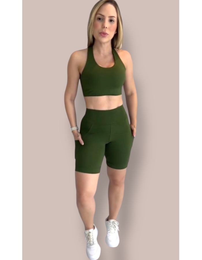 CONJUNTO DE SHORT MEIA COXA COM BOLSO 