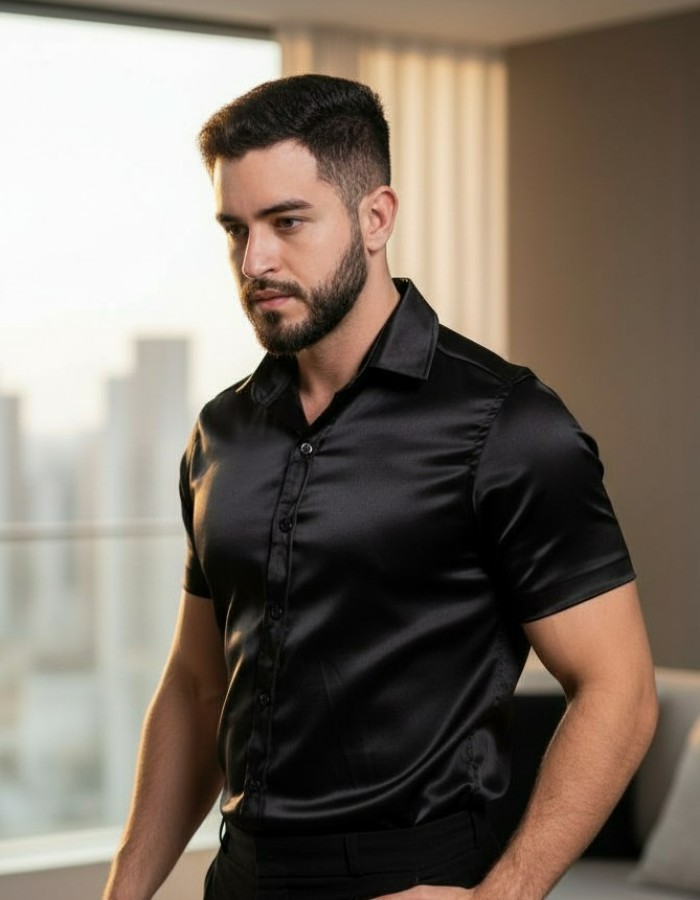 Camisa Acetinada Gola Tradicional M/C (R: 8-A)