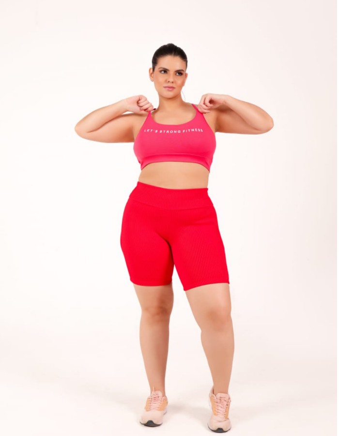 SHORT LONGO PLUS CANELADO DE POLIAMIDA