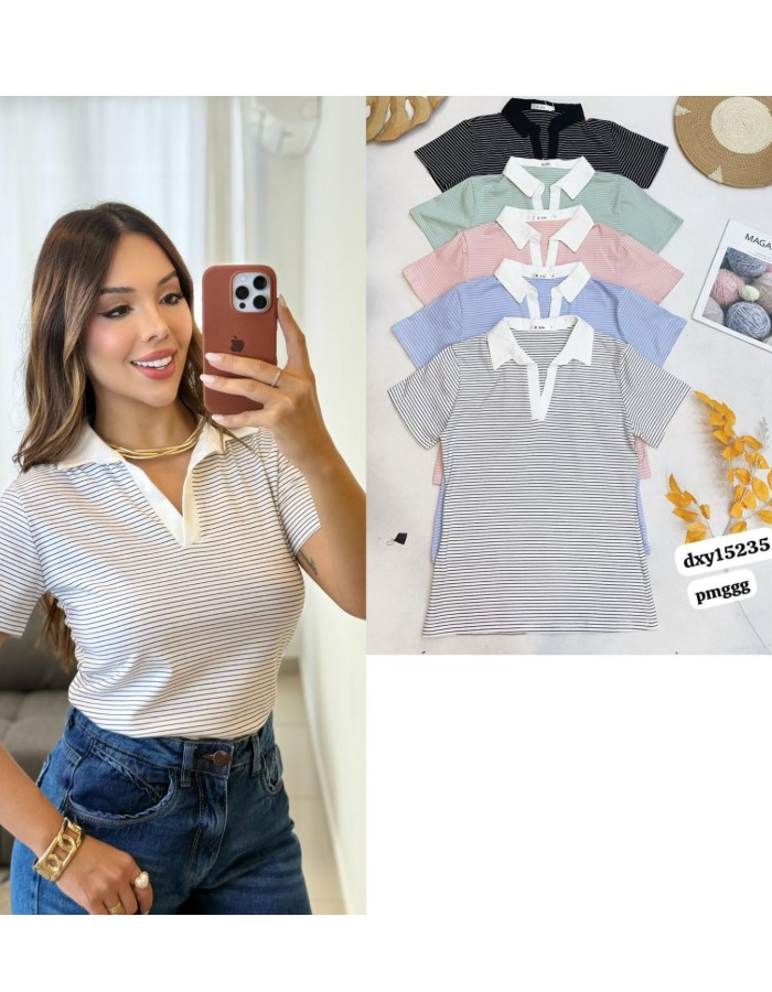 BLUSA LISTRADA C/ GOLA