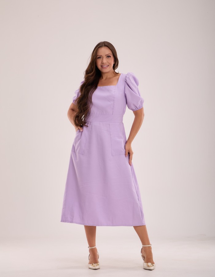 VESTIDO MIDI COM BOLSO (TEC. MARRANT)