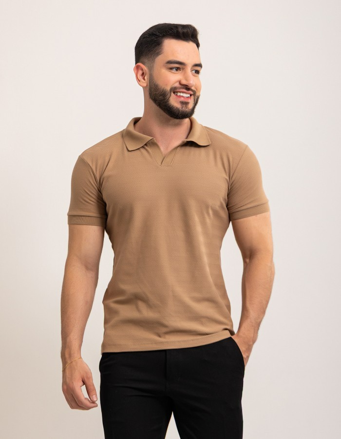 Camisa Polo V Texturizada