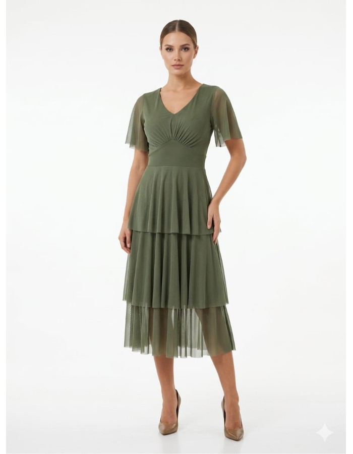 VESTIDO TULE BABADO 