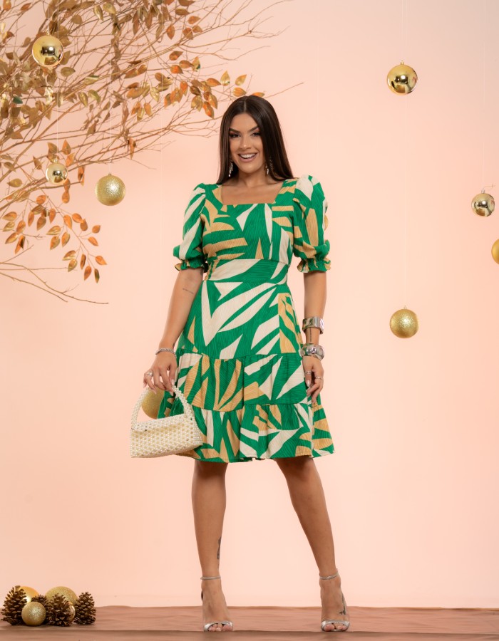 VESTIDO CURTO MANGA CURTA ( TEC. VISCOLINHO)