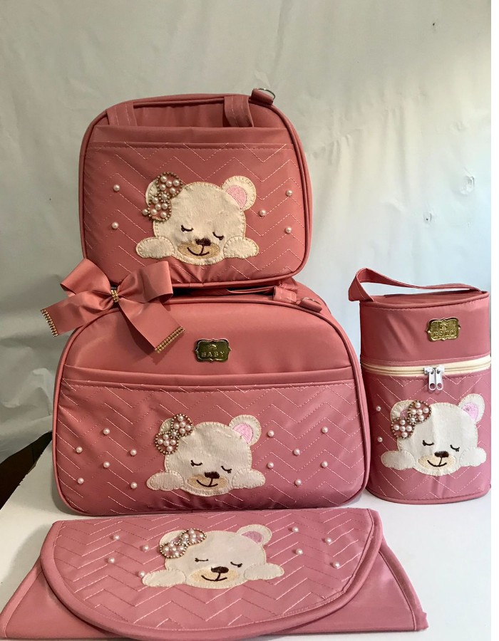 CONJUNTO BOLSA 4 PEÇAS PEROLA BORDADA