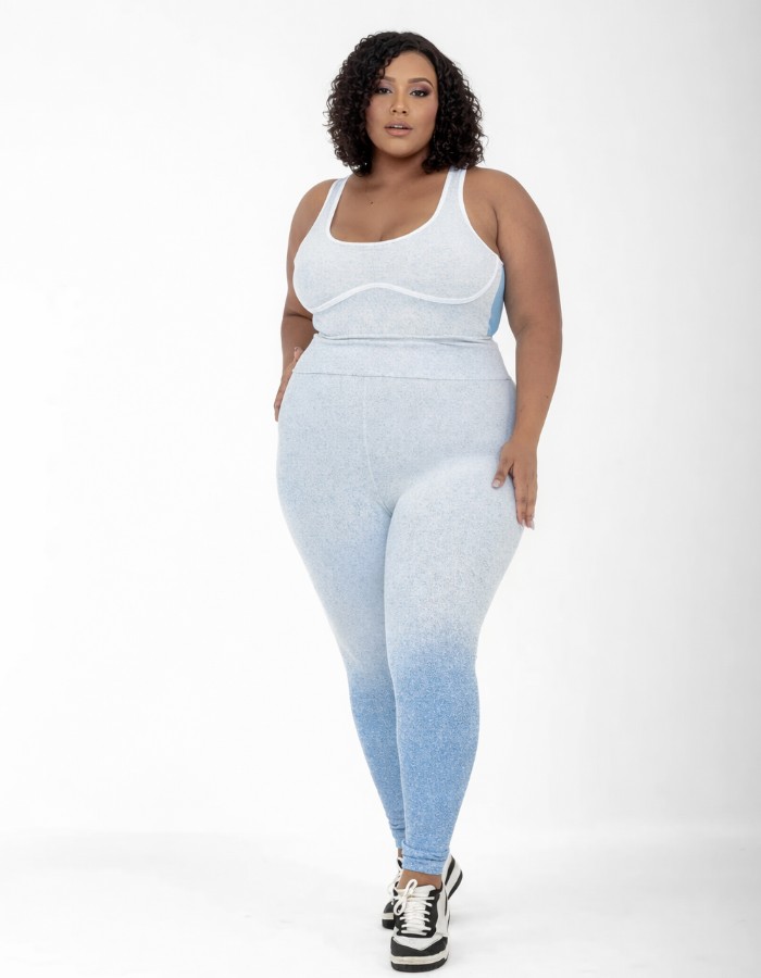 CONJUNTO CALÇA PLUS JACQUARD TOP FRISO