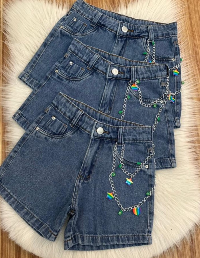 SHORT CORRENTES MIX DE CORAÇÃO ESTRELA E BANDEIRAS DO BRASIL