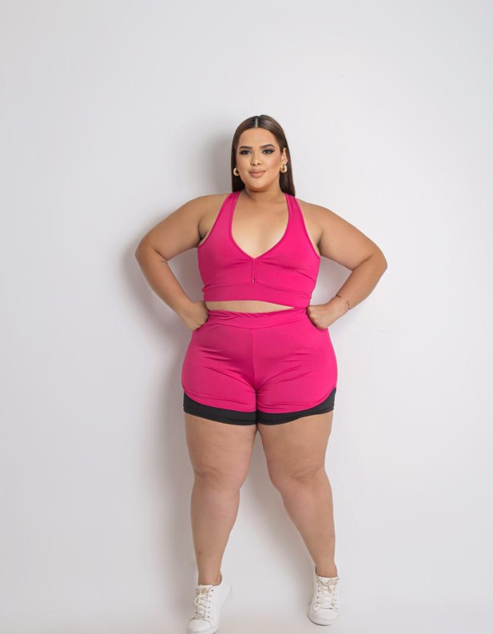 Conjunto short duplo e top plus size