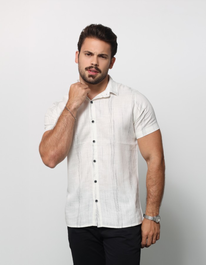 CAMISA ABERTA LINHO C/LISTRA 
