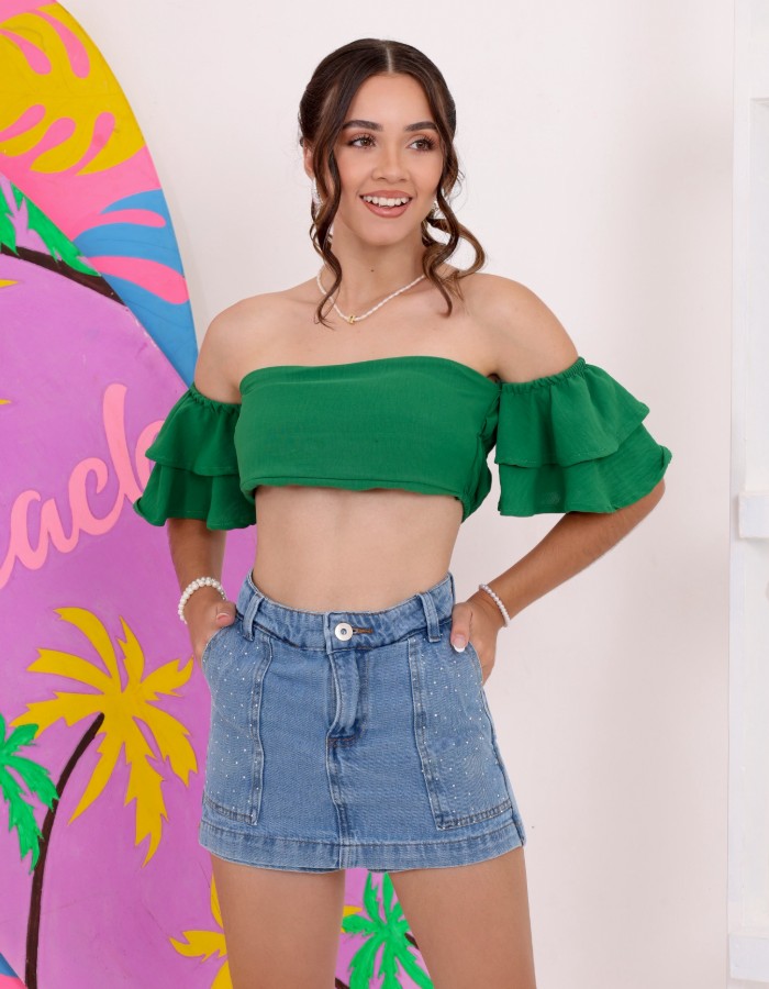 SHORT SAIA BOLSO FACA COM BRILHO