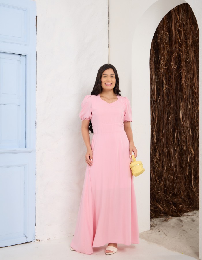 VESTIDO LONGO SAIA GODÊ( TEC. VISCOLINHO )