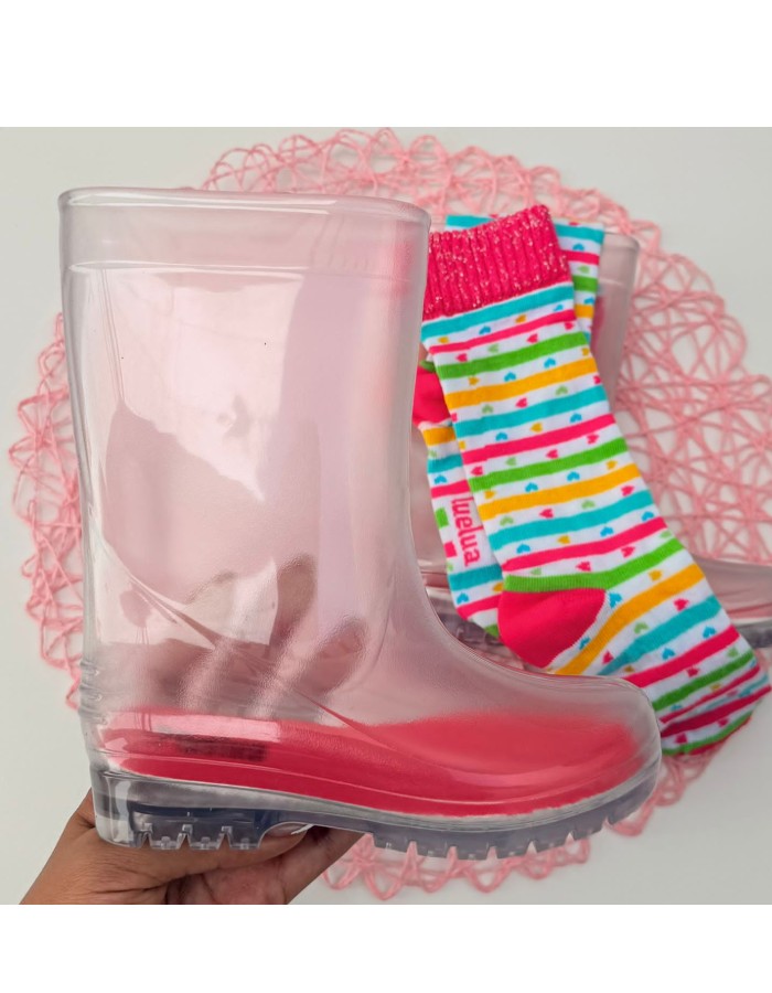 AGalocha transparente com meia 