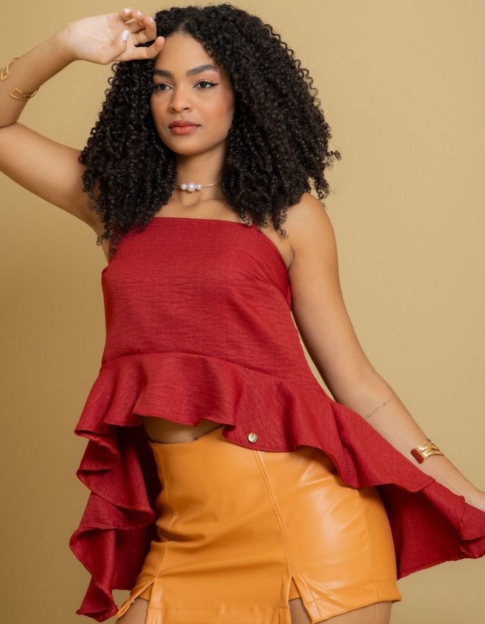 CROPPED DE ALÇA COM BABADO