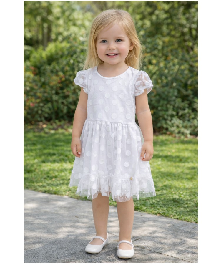 VESTIDO INFANTIL COM MANGA E BABADO