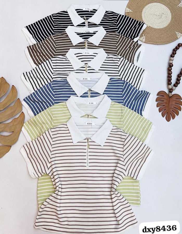 BLUSA C/ GOLA E ZIPER LISTRADA