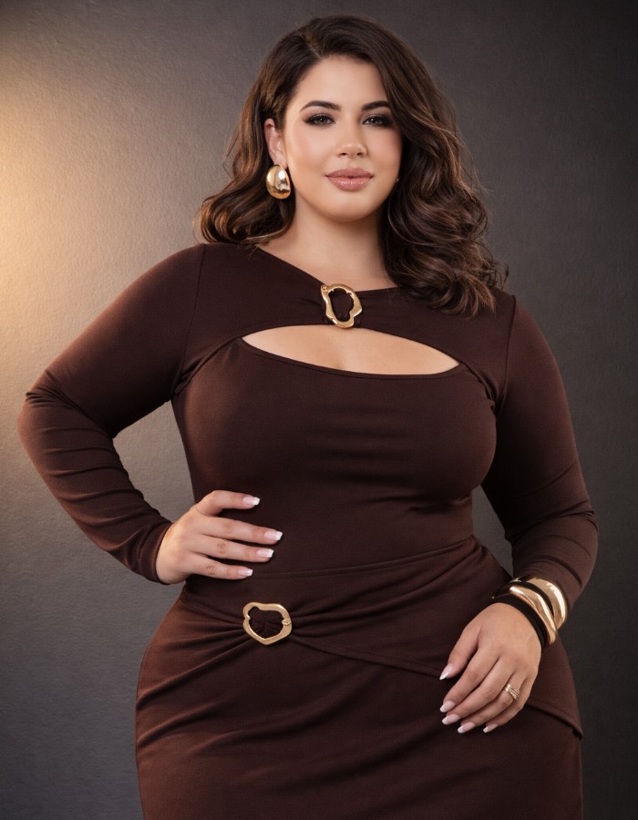 Body Manga longa c/ argola - PLUS SIZE