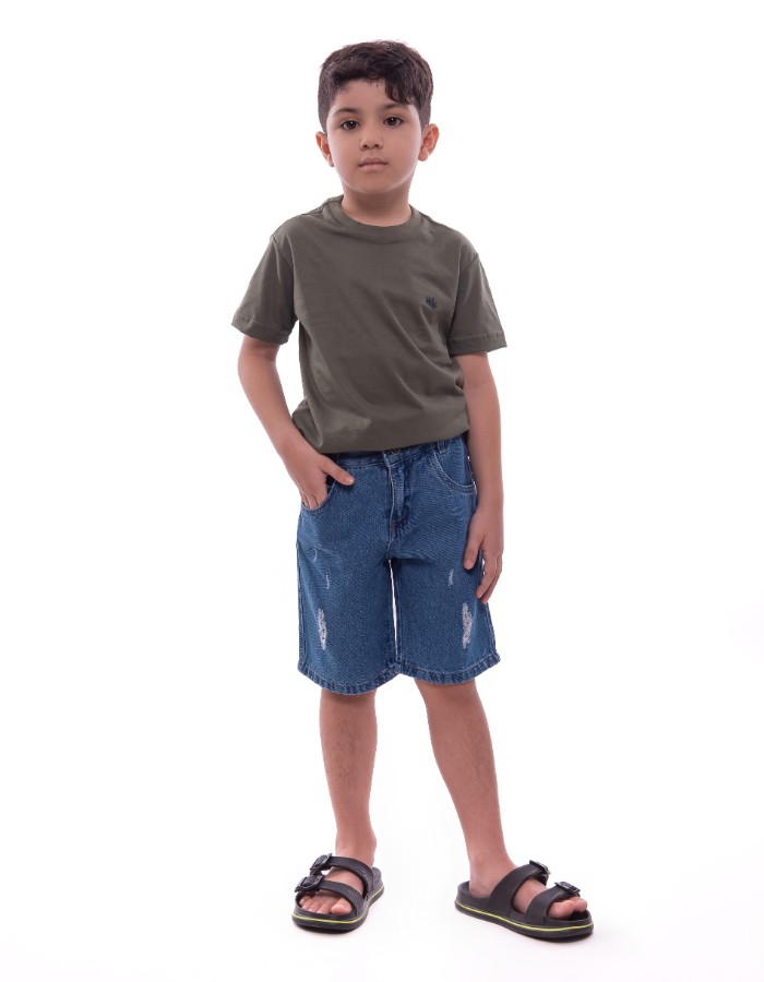Bermuda jeans 100% algodão masculina infantil