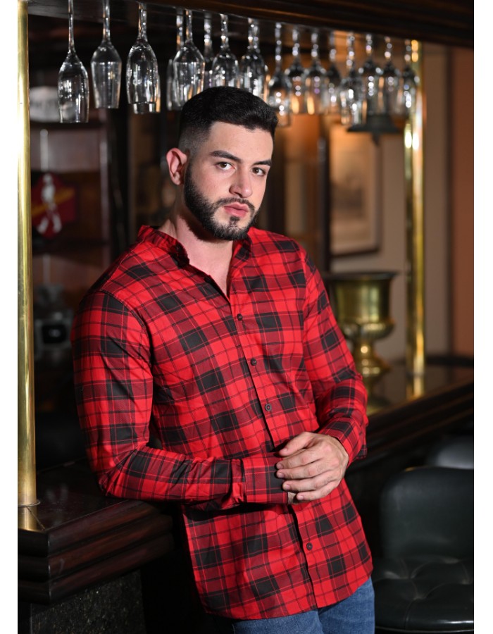 CAMISA LONGA XADREZ VERMELHA
