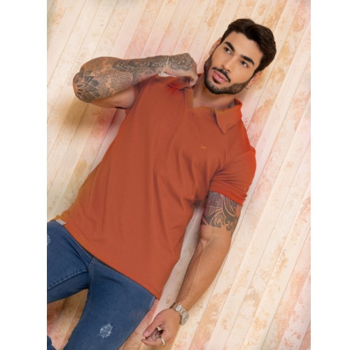 Camisa polo v suedine