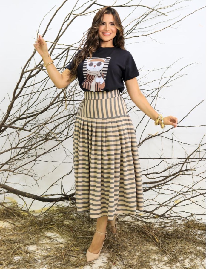 CONJUNTO TEE E SAIA MIDI