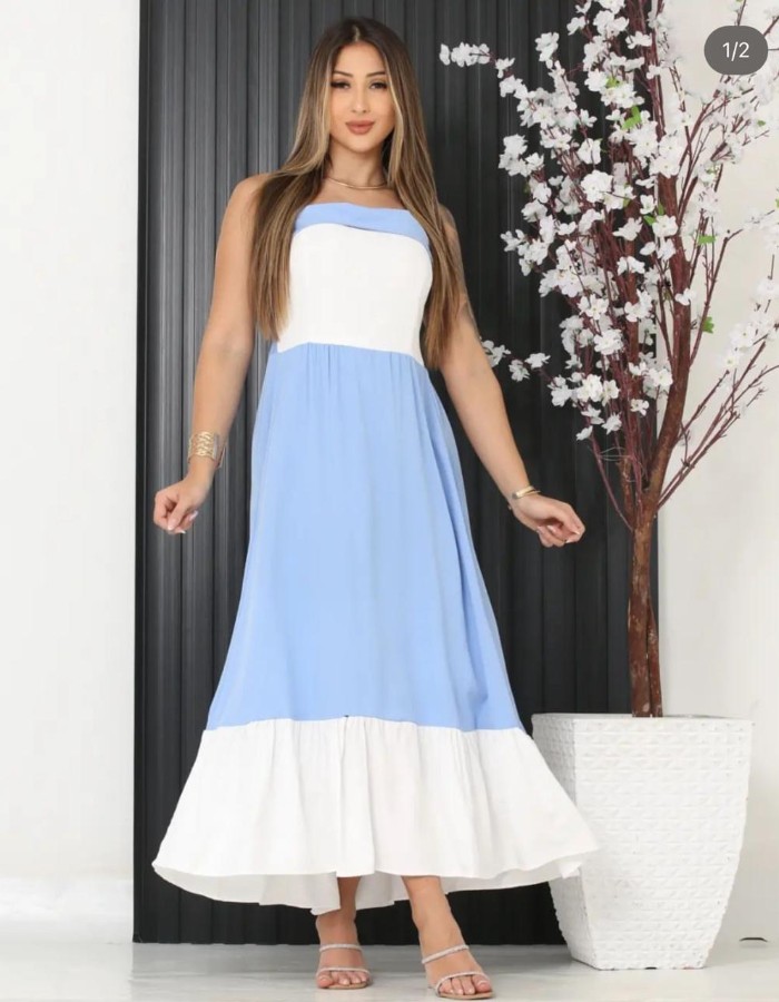 vestido longo em viscomida 