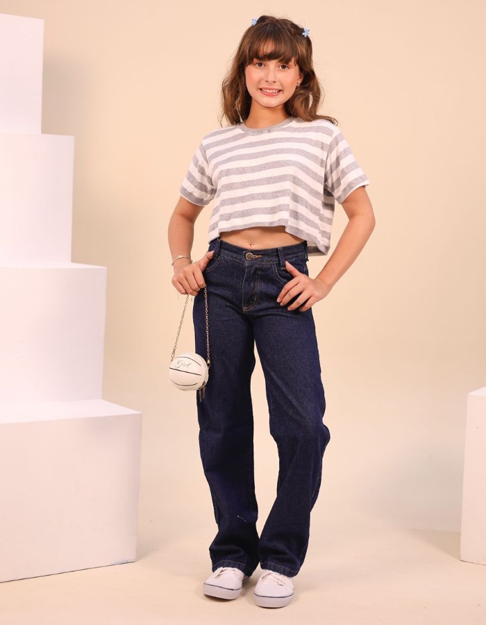 CALÇA JUVENIL WID LEG JEANS