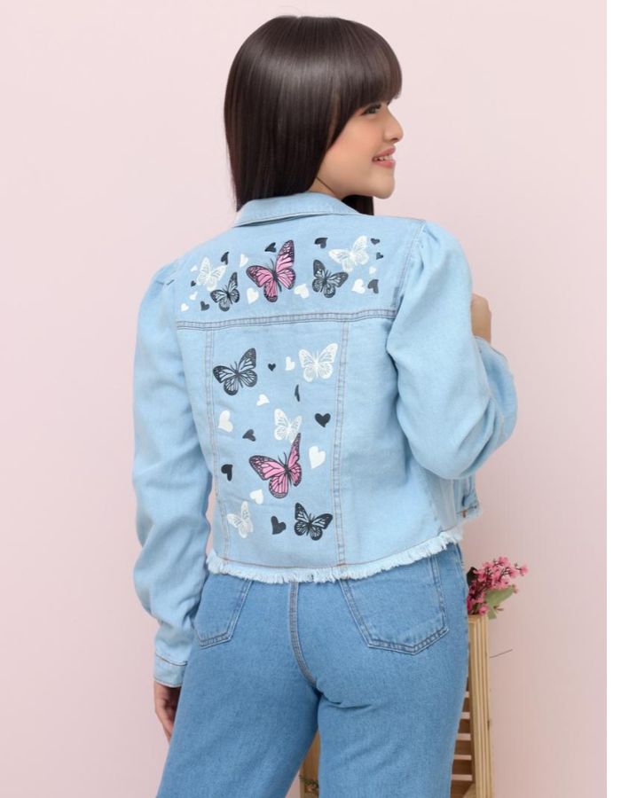 JAQUETA BORBOLETA ESTAMPADA NAS COSTAS