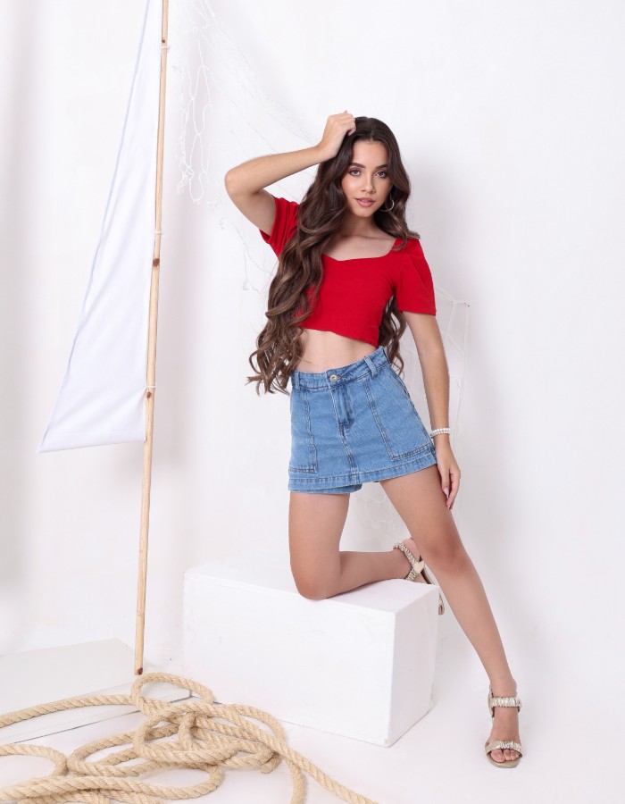 SHORT SAIA BOLSO FACA LISO(DESGRADEADO)