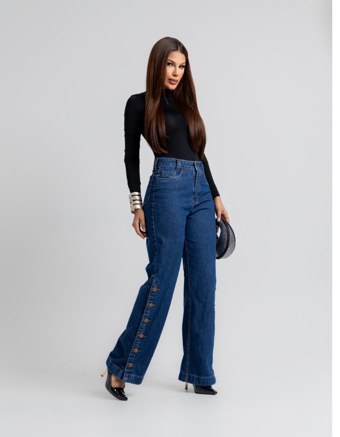 CALÇA WIDE LEG 100% ALGODÃO