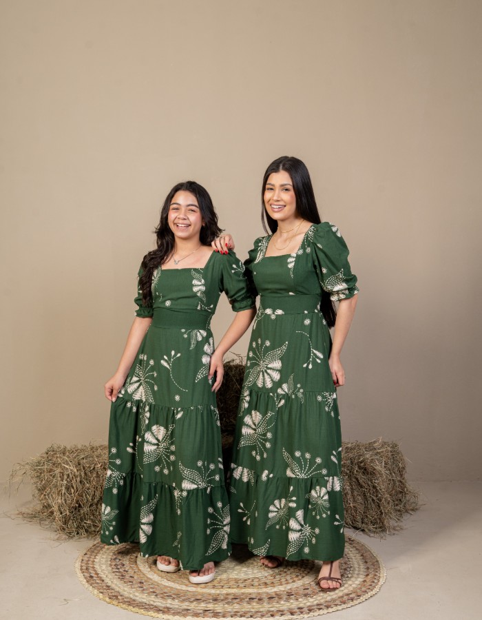 VESTIDO LONGO MANGA CURTA (TEC. VISCOLINHO)