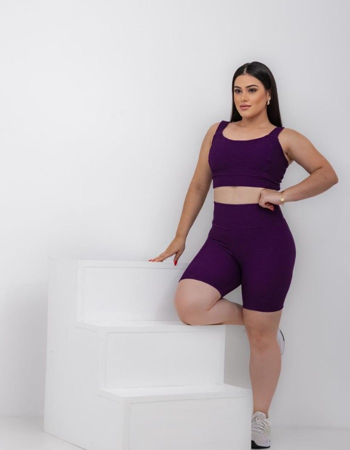 CONJ. SHORT JACQUARD PRISCILA COM TOP DE ALÇAS LARGAS