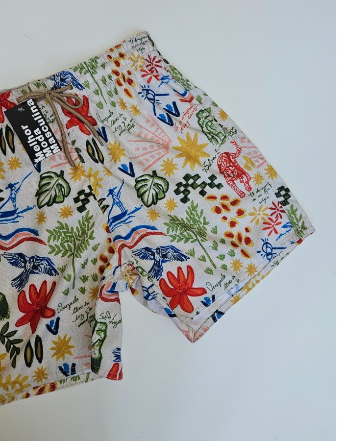 Short Tactel c/ Elastano _ ESTAMPADO c/ bolso telado