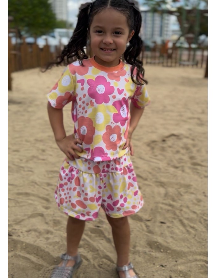 Conjunto Dayanne flores malha Marisol algodão confort