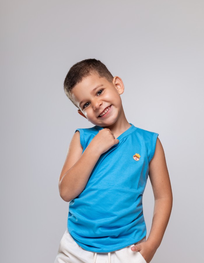 Regata Malha Menegotti Fio 30 100% Algodão Infantil Com Logo