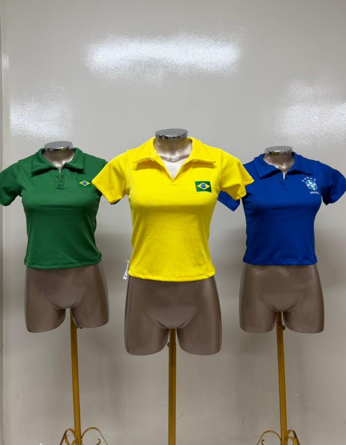 CROPPED GOLA POLO BORDADO
