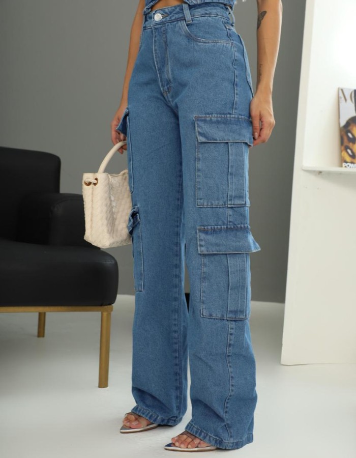 CALÇA WIND LEG CARGO ESCURO