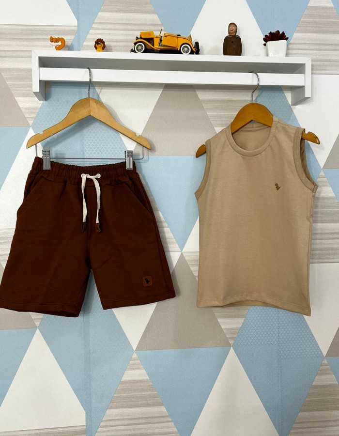 CONJUTO REGATA INFANTAIL E SHORT MOLETOM INFANTIL