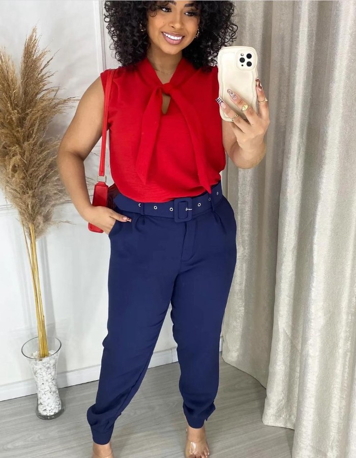 calça plus c/ cinto 