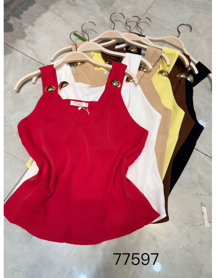 Blusa Crepe Seda C/Fivela Nos Ombros