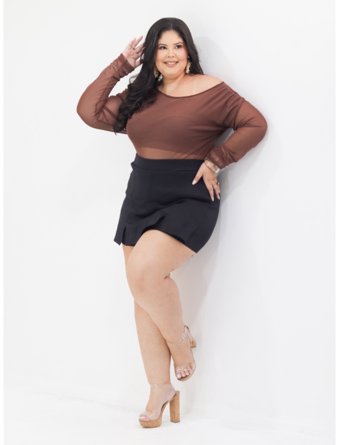 Boddy tule plissado no ombro