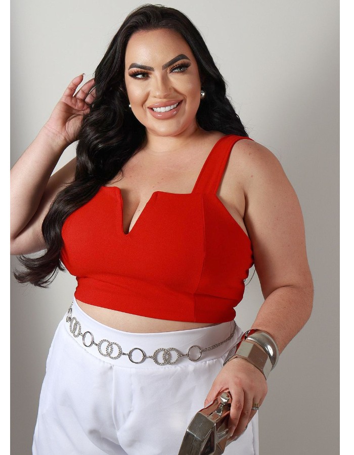 Cropped alça c/ detalhe em V 