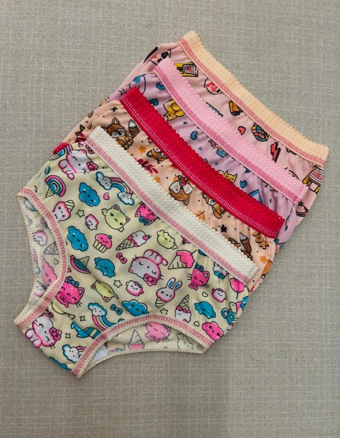 CALCINHA INFANTIL ALGODAO ELÁSTICO CÓS BORDEL 