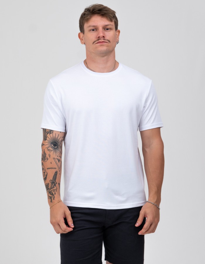 T SHIRT PIMA BRANCA PROMOCIONAL