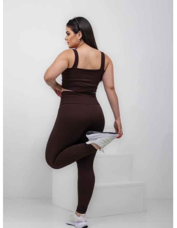 CONJUNTO CALÇA JACQUARD WAVE COM TOP DE ALÇA LARGA