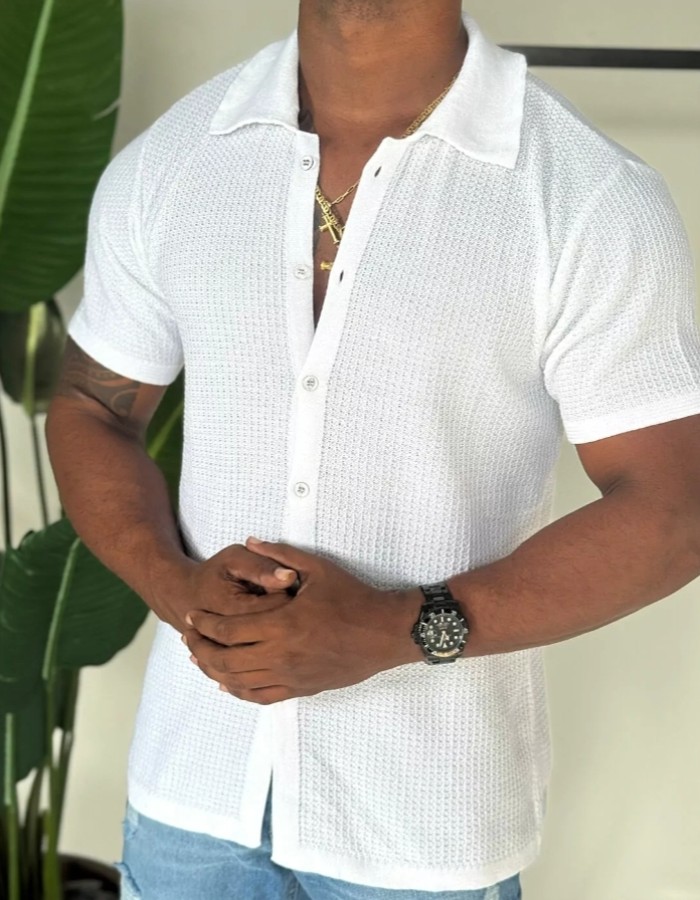 Camisa Crochê Premium _ com botão 