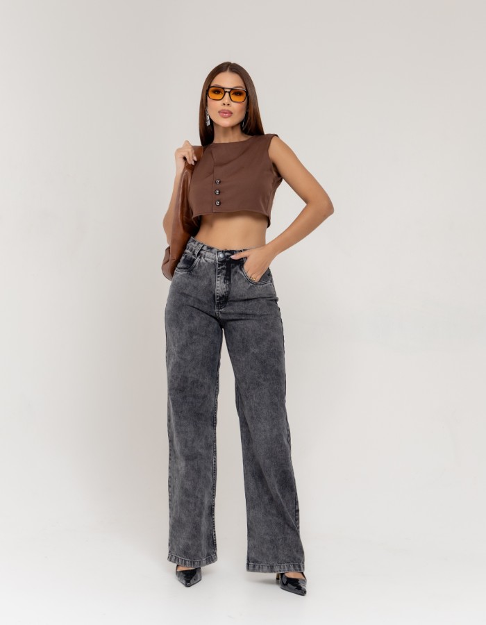 CALÇA WIDE LEG 100% ALGODÃO