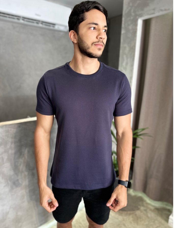 T SHIRT TRICOT CAPRI AZUL MARINHO