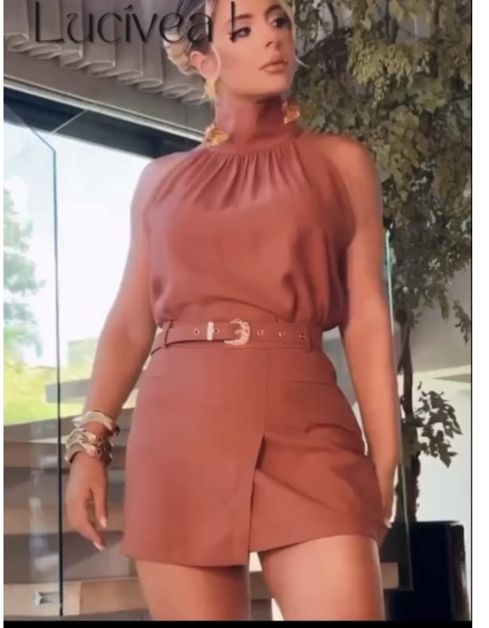 CONJUNTO TECIDO MARANTE SHORT SAIA 