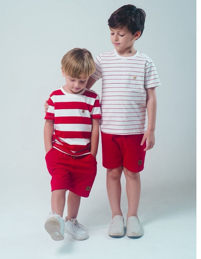 CONJUNTO CAMISA LISTRADA SHORT LISO